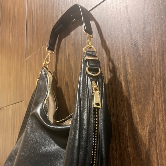 INC Brand - Black Faux Leather Shoulder Bag with Gold Hardware - Picture 3 of 9